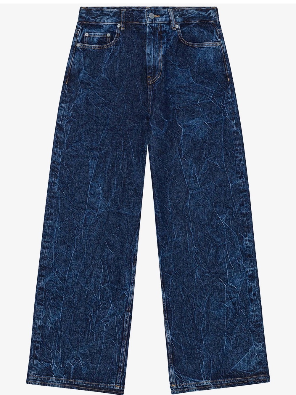 Ganni Marri Crinkle Wide-Leg Jeans